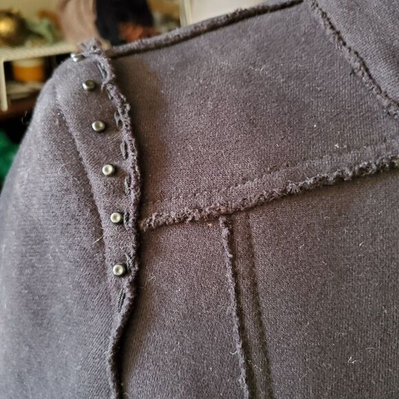 Vintage 90s Black Be Rock Los Angeles Express Long Coat Jacket, S-M - Picture 7 of 16